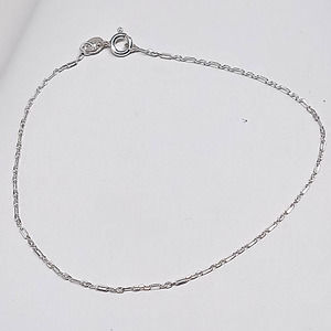 8" Solid Authentic 925 Sterling Silver Bracelet Long Figaro Chain Fine Gossamer